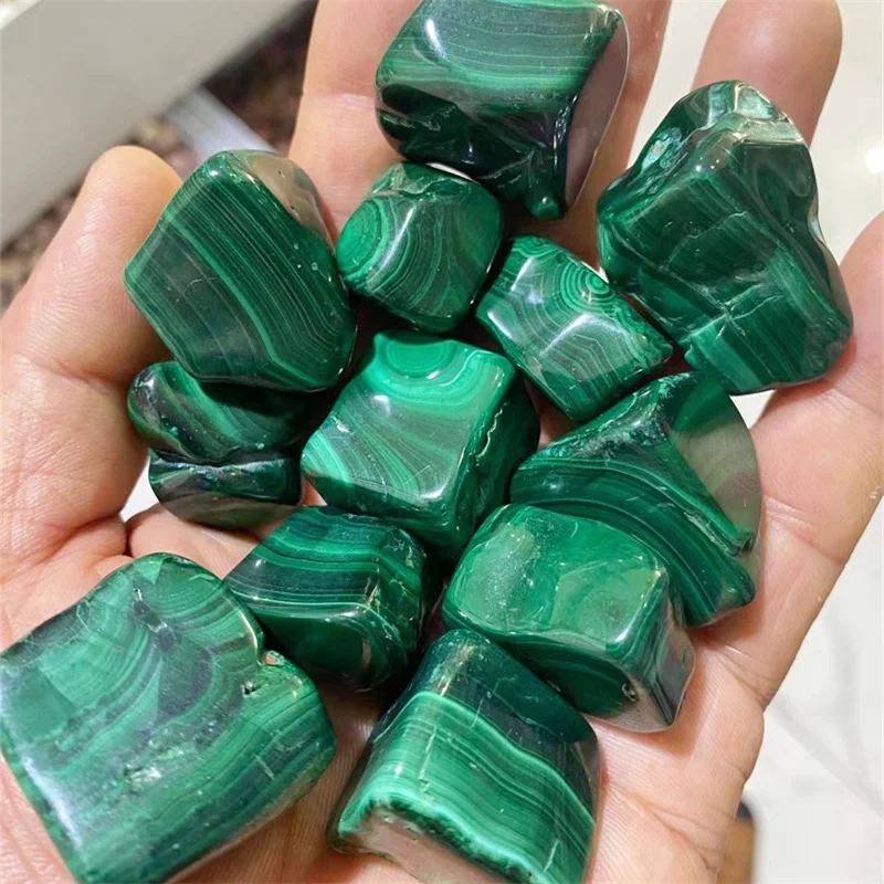 

Natural Malachite Tumbled Stone Healing Quartz Crystal Mineral Specimen Teaching Research Reiki Green Gemstone Collectible Decor