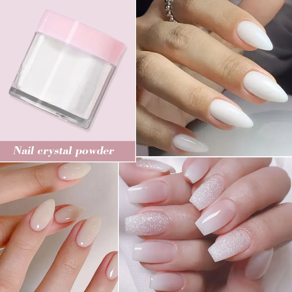 Poudre acrylique rose chair à paillettes, 5 pots, polymère de cristal professionnel pour Extension d'ongles, sculpture de fleurs, manucure, trempage de la poussière