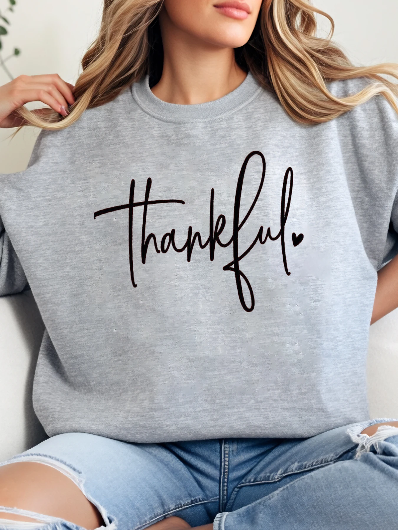 

Толстовка с круглым вырезом и принтом «Спасибо», женская повседневная осенне-зимняя одежда, серая, больших размеров