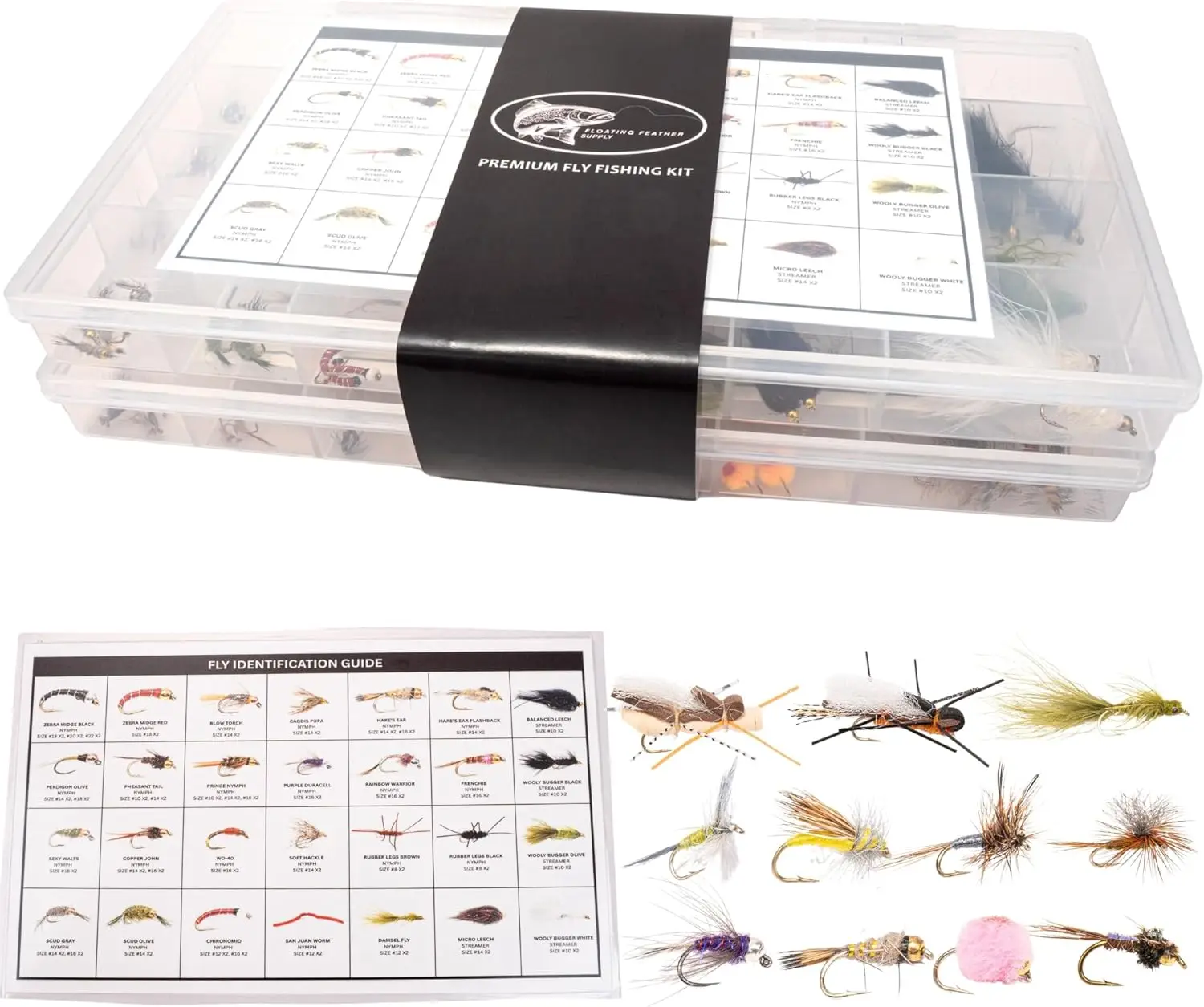 

Fly Fishing Flies Kit with Waterproof Box, 48-Piece Assorted Dry Flies Nymphs Streamers for Trout Bass Panfish