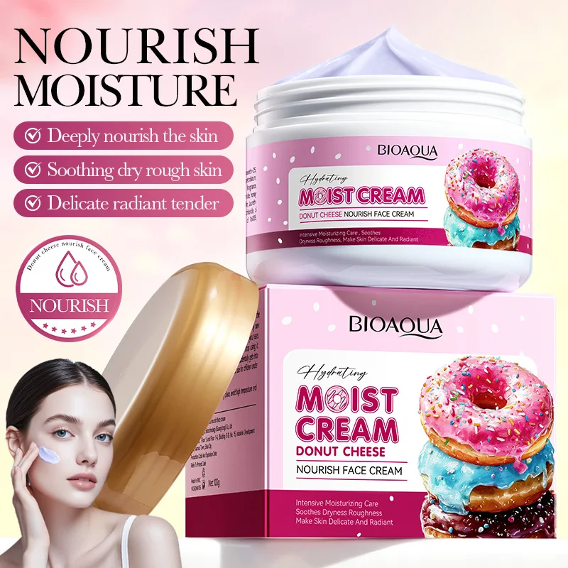 Crème visage Donut 100g - Formule riche hydratante et apaisante, hydratante et nourrissante pour peaux sèches, texture douce et légère