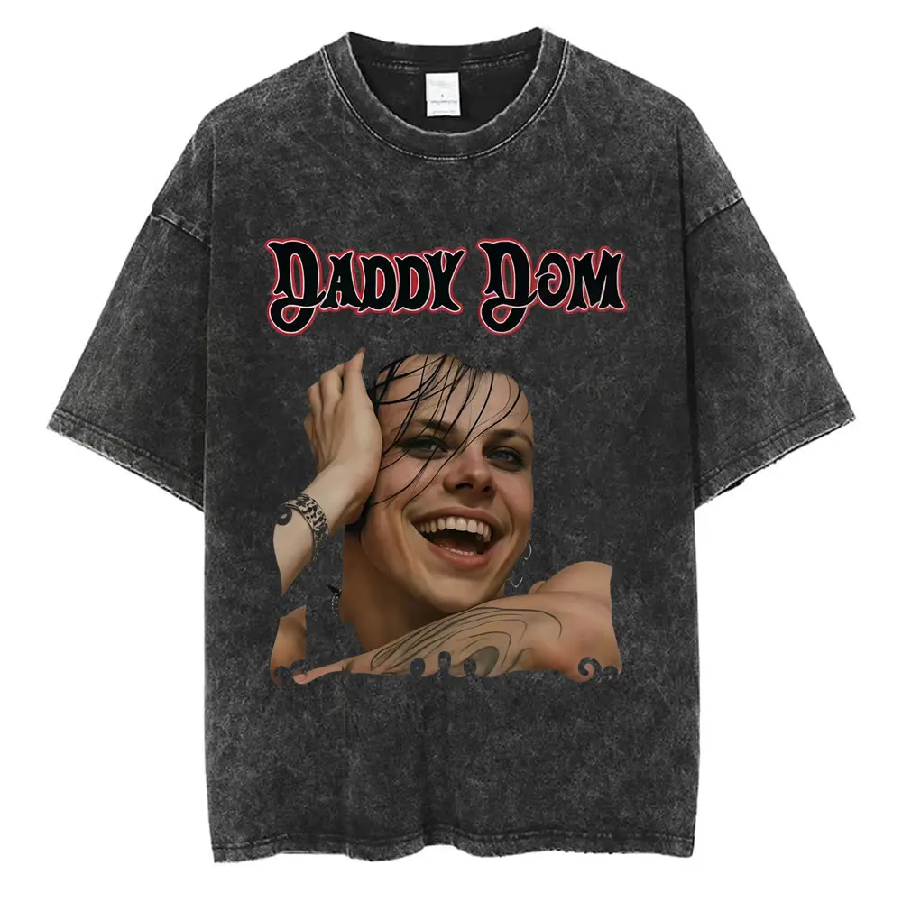 Washed Vintage Rocker Yungblud Graphic T-shirt Men Women Retro Rock Gothic T Shirts Male Casual Oversized T-shirts Streetwear