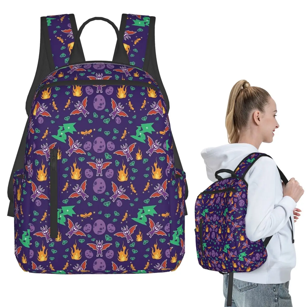 Spyro Pattern Backpack Student Boys Girls BookBag Children School Bag Computer Shoulder Bags for Men Women