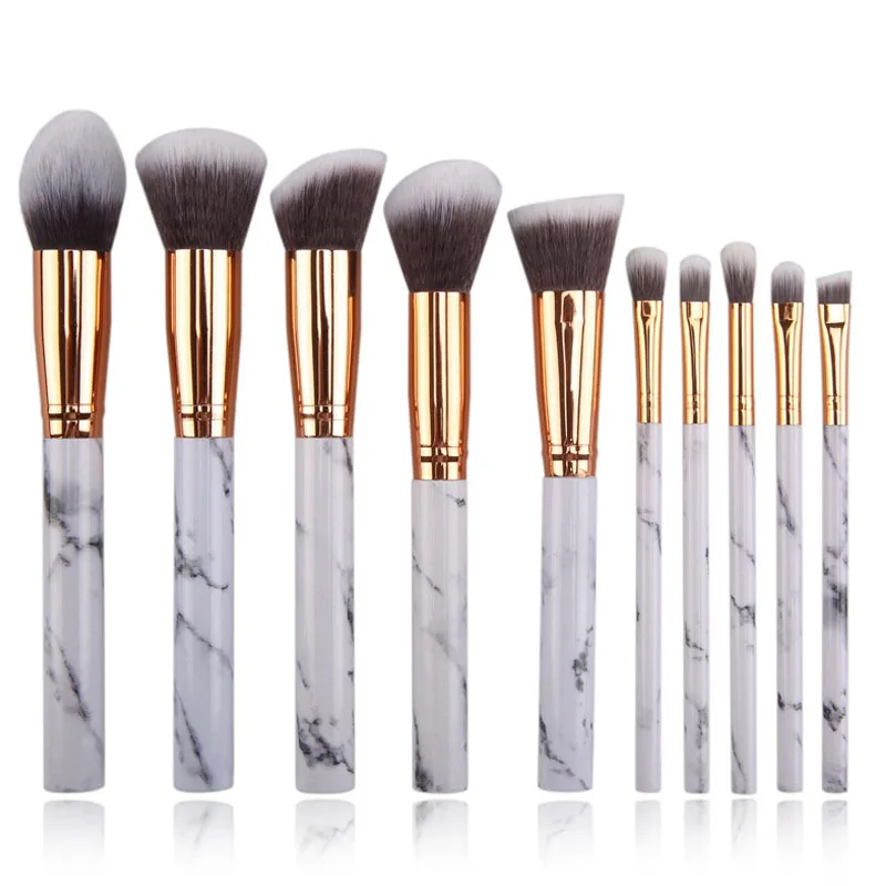 

RANCAI Professional Makeup Brushes Set - Luxe Vegan Bristles, Marble Design, Blending, All-in-One Beauty Essential