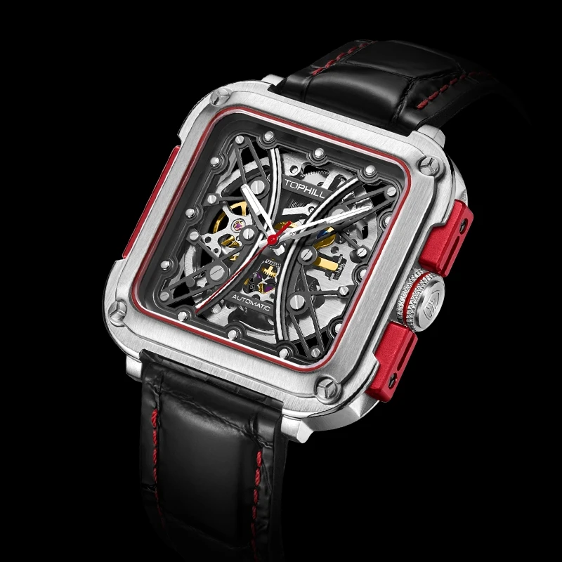 TOPHILL Skeleton Man Watch Automatic Mechanical 42mm 28D0 Hollow Dial Design Sapphire Super Luminous Urban Sports TUT002G view 4