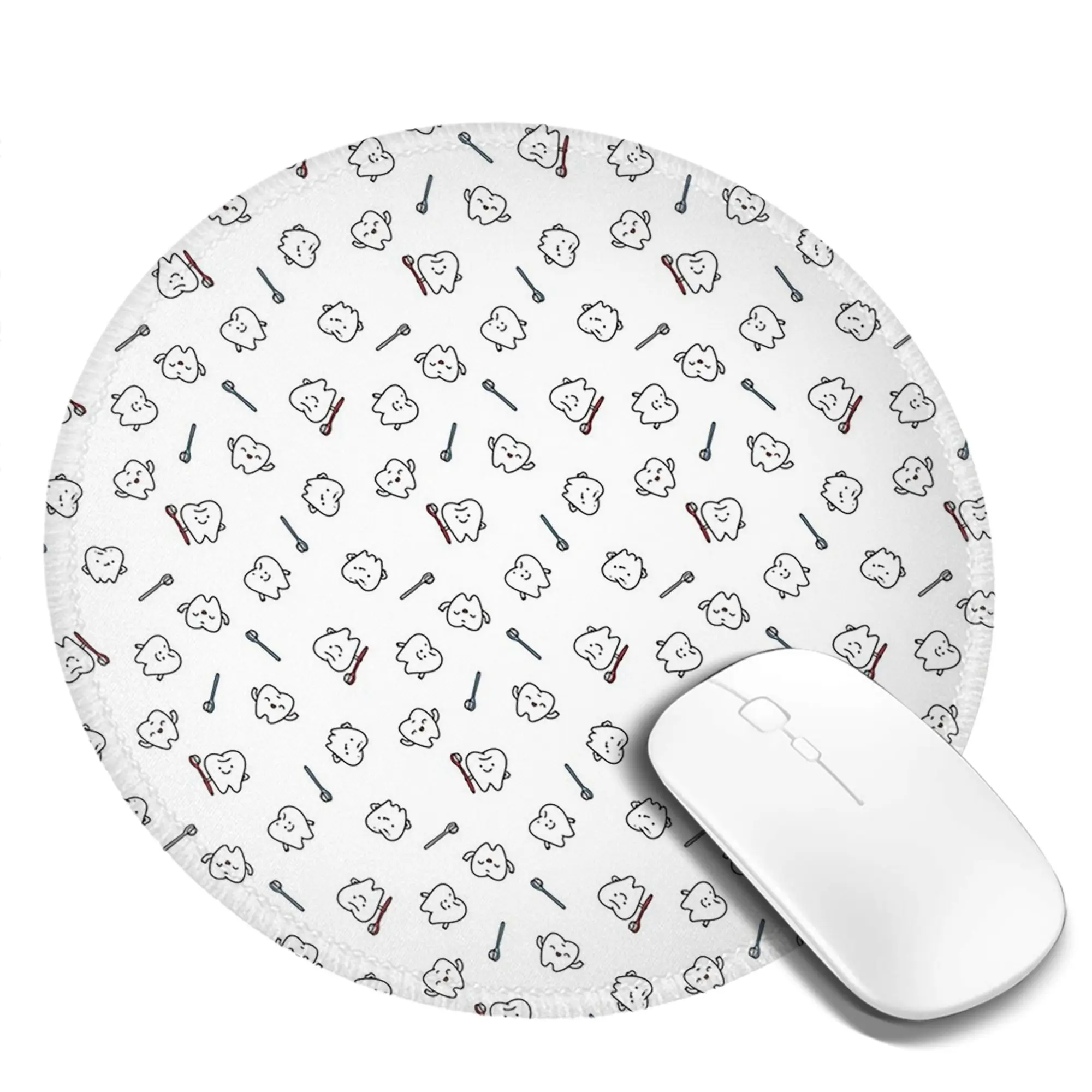 Funny teeth. Cute tooth art Dentist Mouse Pad Computer Keyboard Mouse Mat Gamer PC Laptop Desk Mat Office Accessories Table Mats