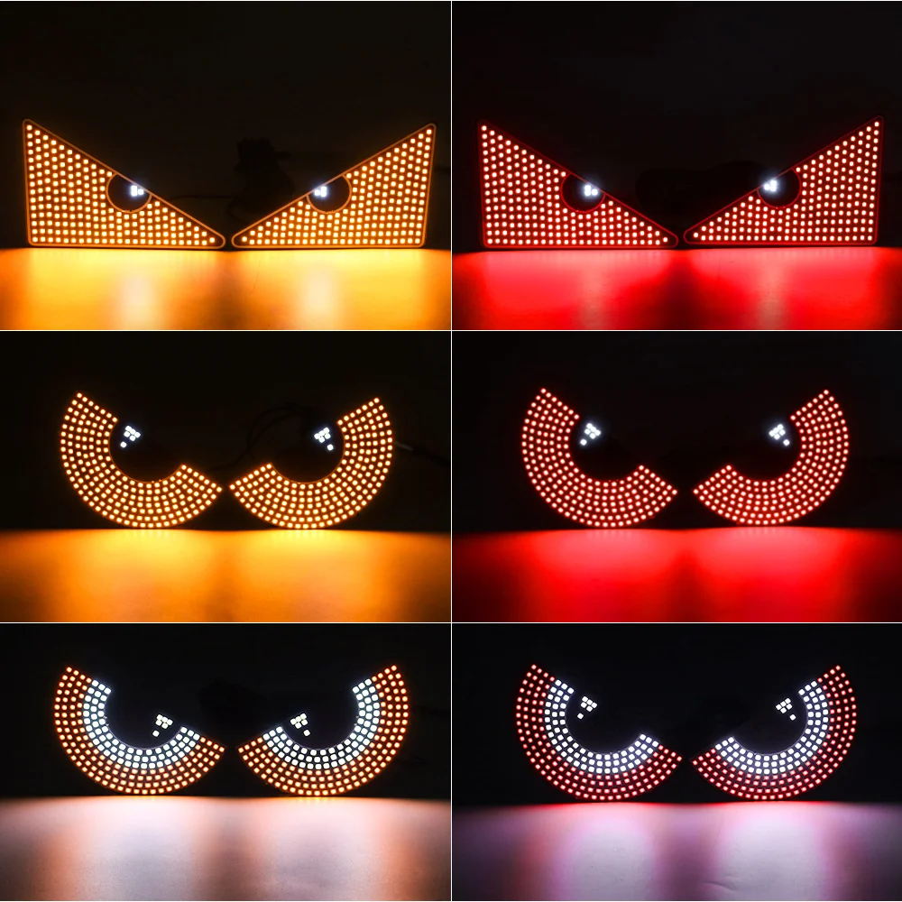 Devil‘s Eyes LED Light Car Warning Signal Lamp Matrix Pixel Panel Devil Eyes Animation Display USB Decoration for Car Windshield