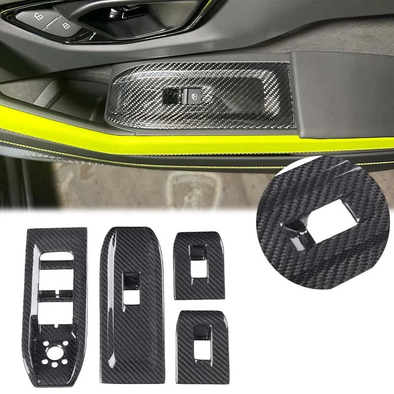 

For Lamborghini URUS 2018-2021 AFDT 4pcs Real Carbon Fiber Car Interior Window Lift Switch Panel Frame Cover Trim