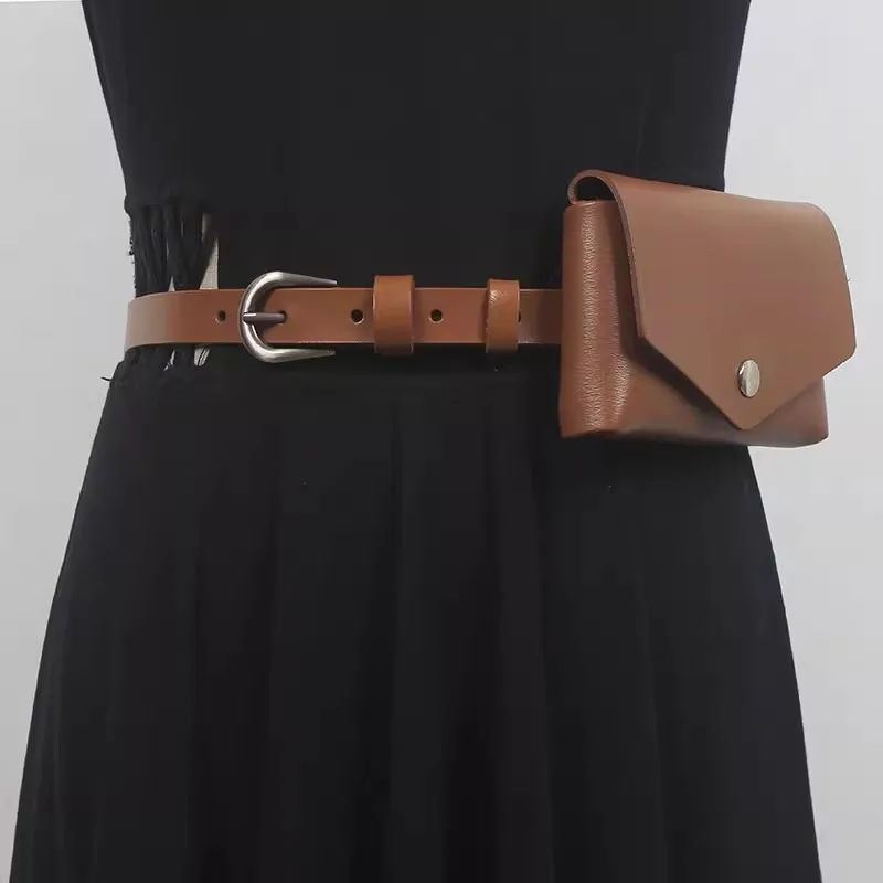 Women\'s Runway Fashion Genuine Leather Bag Cummerbunds Female Dress Corsets Waistband Belts Decoration Narrow Belt R1646