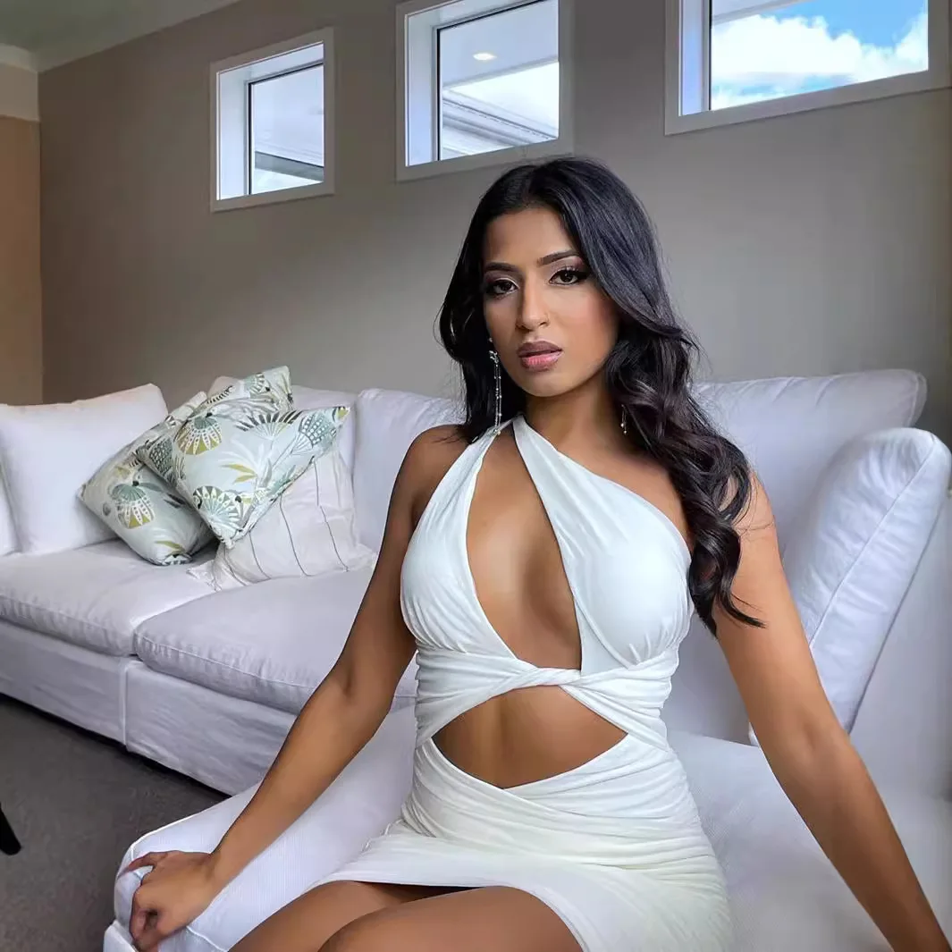 

Sexy Asymmetrical Short Skirt OneShoulder Dress Polyester Fabric mid Waist Short Pants Suitable for Summer Season