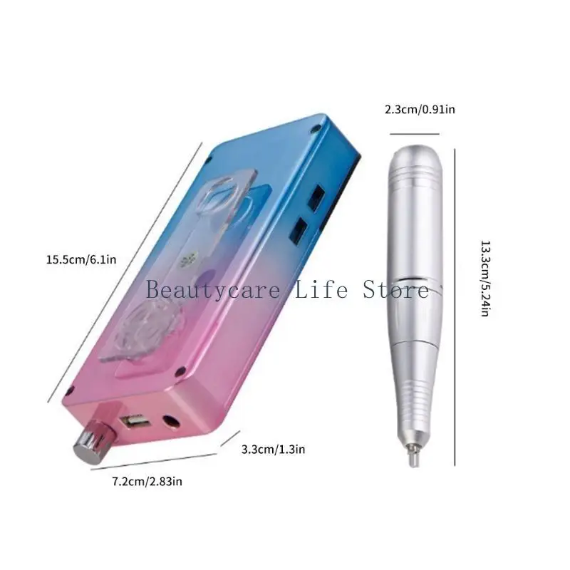 652C Professional Cordless Nail Buffer Machine Low Noise Electric Nail Drill With Base And Bits For Manicure Pedicure Care