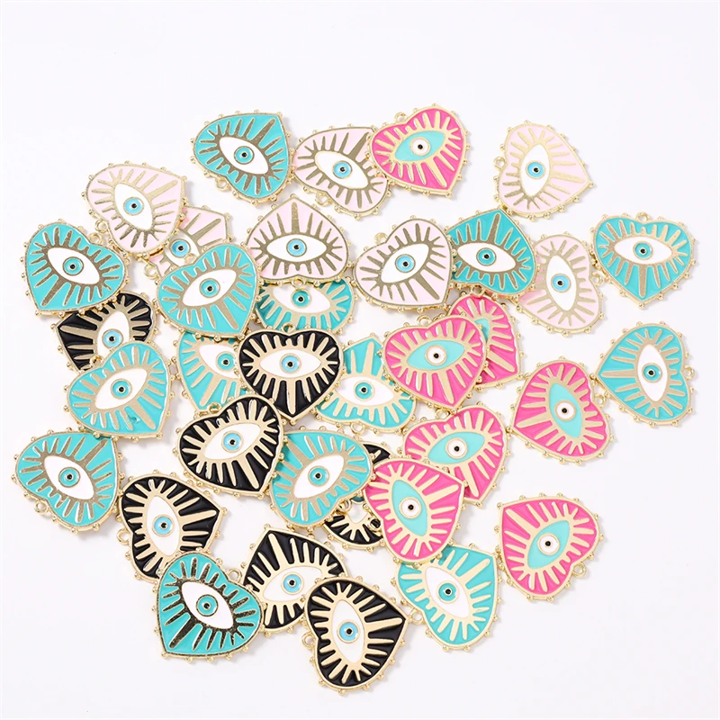 

Duarte 20Pcs/Lot Cute Enamel Love Heart Charms Pendants for Jewelry Making Drop Earrings Necklaces Bracelets DIY Crafts Supplies