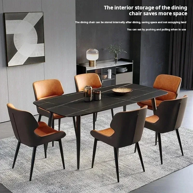 

Современный обеденный стул в скандинавском стиле для гостиной, кожаный мягкий стул, дизайнерская мебель, ресторан, стул «Назад к человеку», инженерный стул