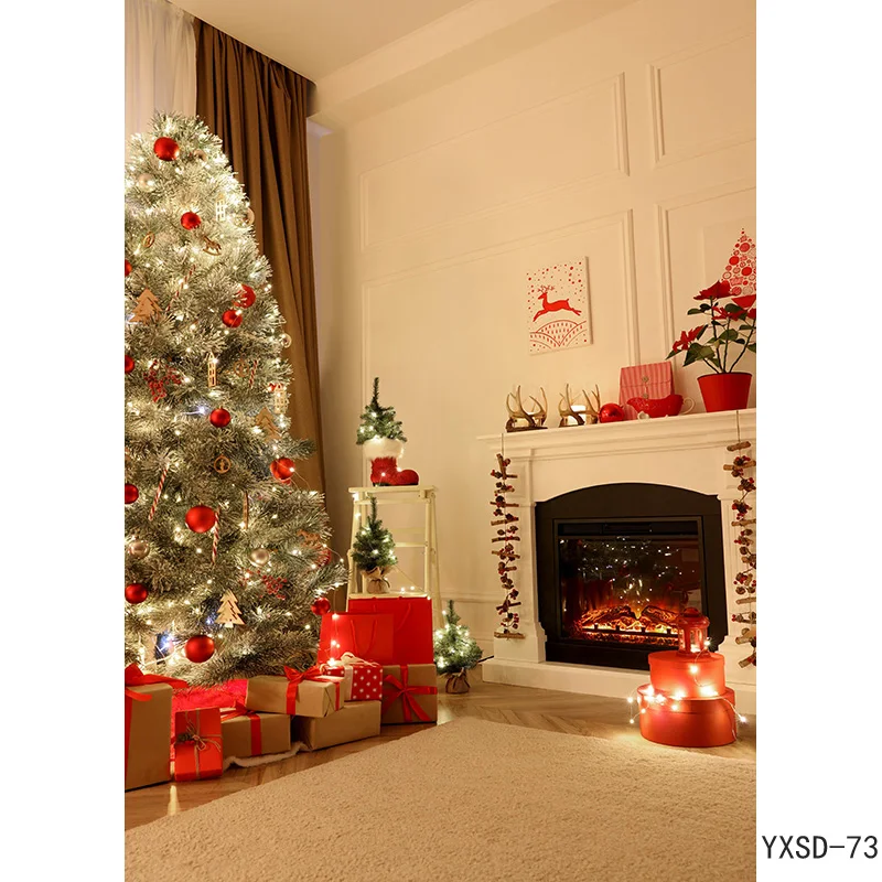 SHUOZHIKE Christmas Theme Indoor Photography Background Christmas tree Fireplace Children Portrait Photo BackdropsYXSD-10