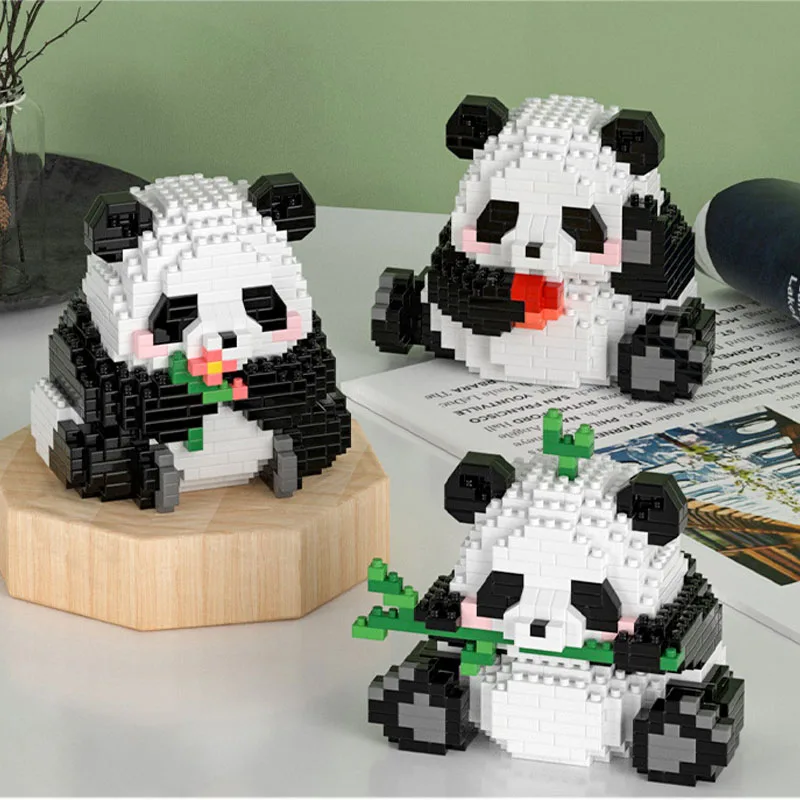 New Kawaii Panda Series Micro Particle Building Block Creative Cute Animal DIY Assembled Bricks Toys For Chillren Christmas Gift