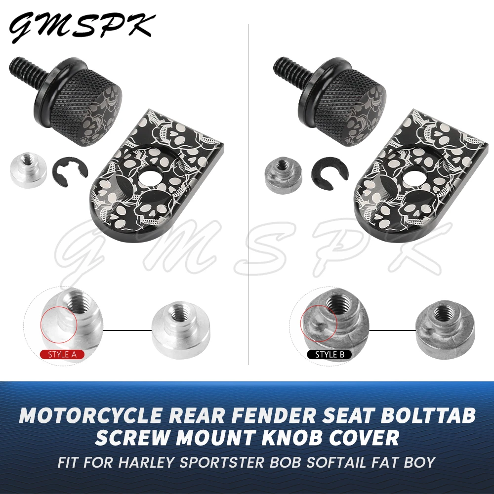 

Motorcycle Rear Fender Seat Bolt Tab Mount Screw Nut Knob Cover Fit for Harley Softail Fat Boy Dyna CVO Touring Glide Sportster