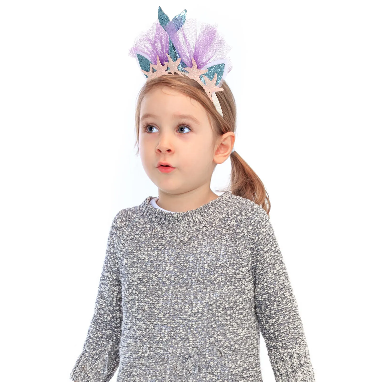 Mermaid Themed Hair Hoop for Glitter Mesh Hair Band Comfortable Fit Eye-Catching Party Costume Accessory for Birthday