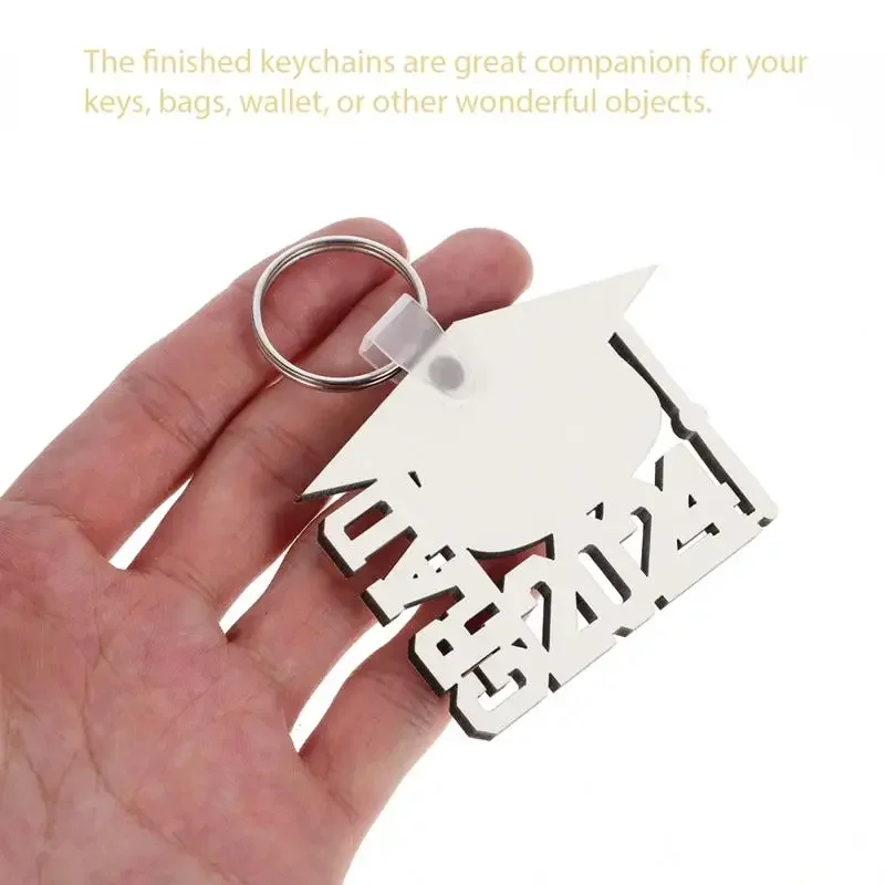 5pcs 2025 Graduation Keychain Pendants Sublimation Blanks Pendants Sublimation Grad Keychain Charms For Graduation Crafts Making