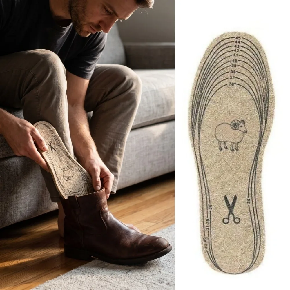 Velvet Felt Winter Wool Felt Insoles Shoe Pads Sweat-Absorbing Warm Thickened Insoles Cold-Proof EU36-45 Men Women Insoles