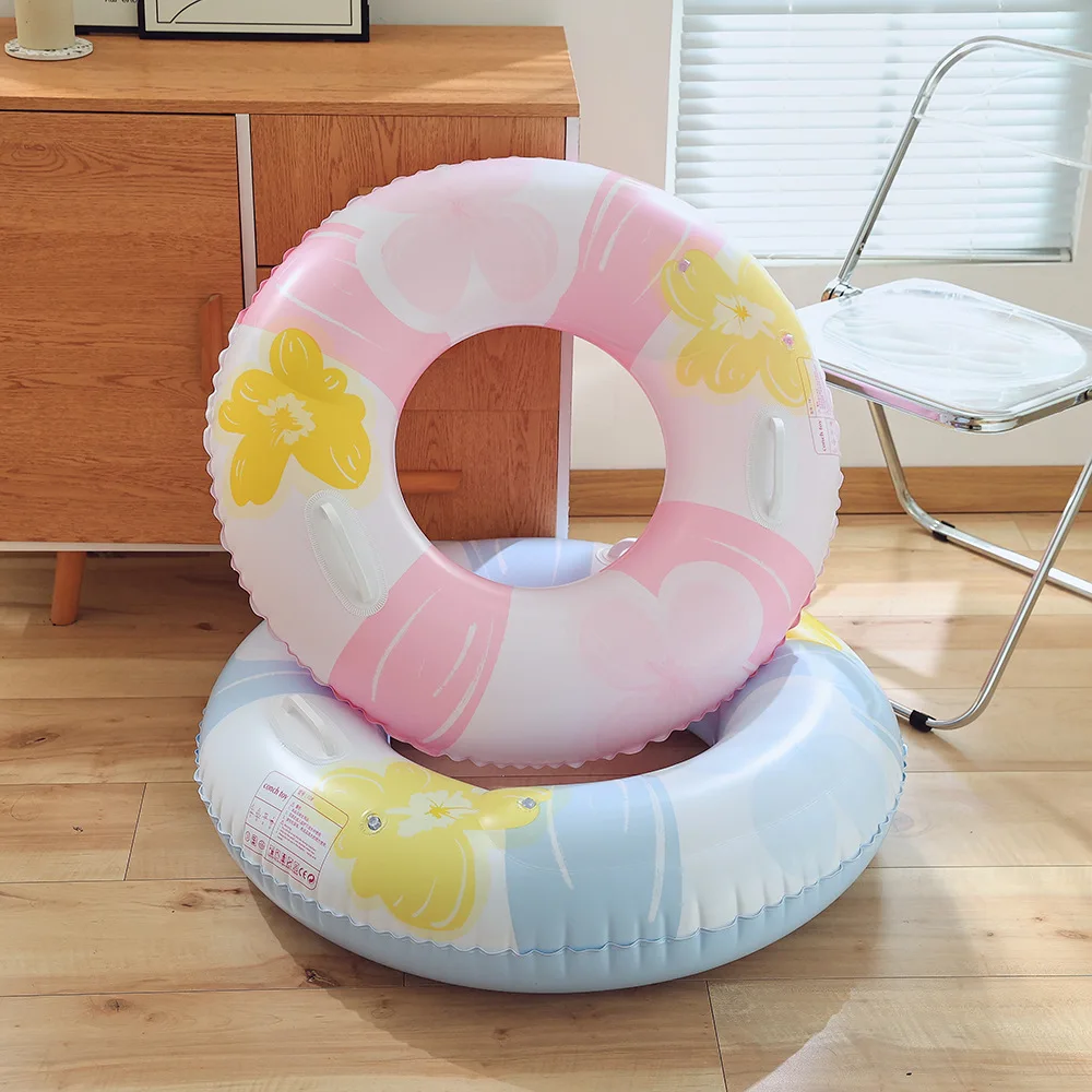 

2026 New INS Flower Adult Swim Ring With Handle Upgraded Double Airbag Inflatable Armpit Float Beach Party Toy