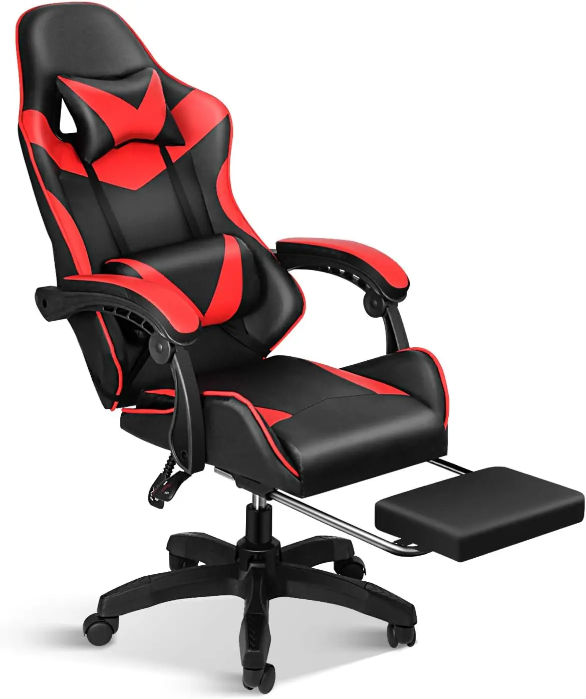 

Gaming Chair Adjustable Backrest Seat Height Swivel Recliner Ergonomic Video Game Chair with Footrest Lumbar Support