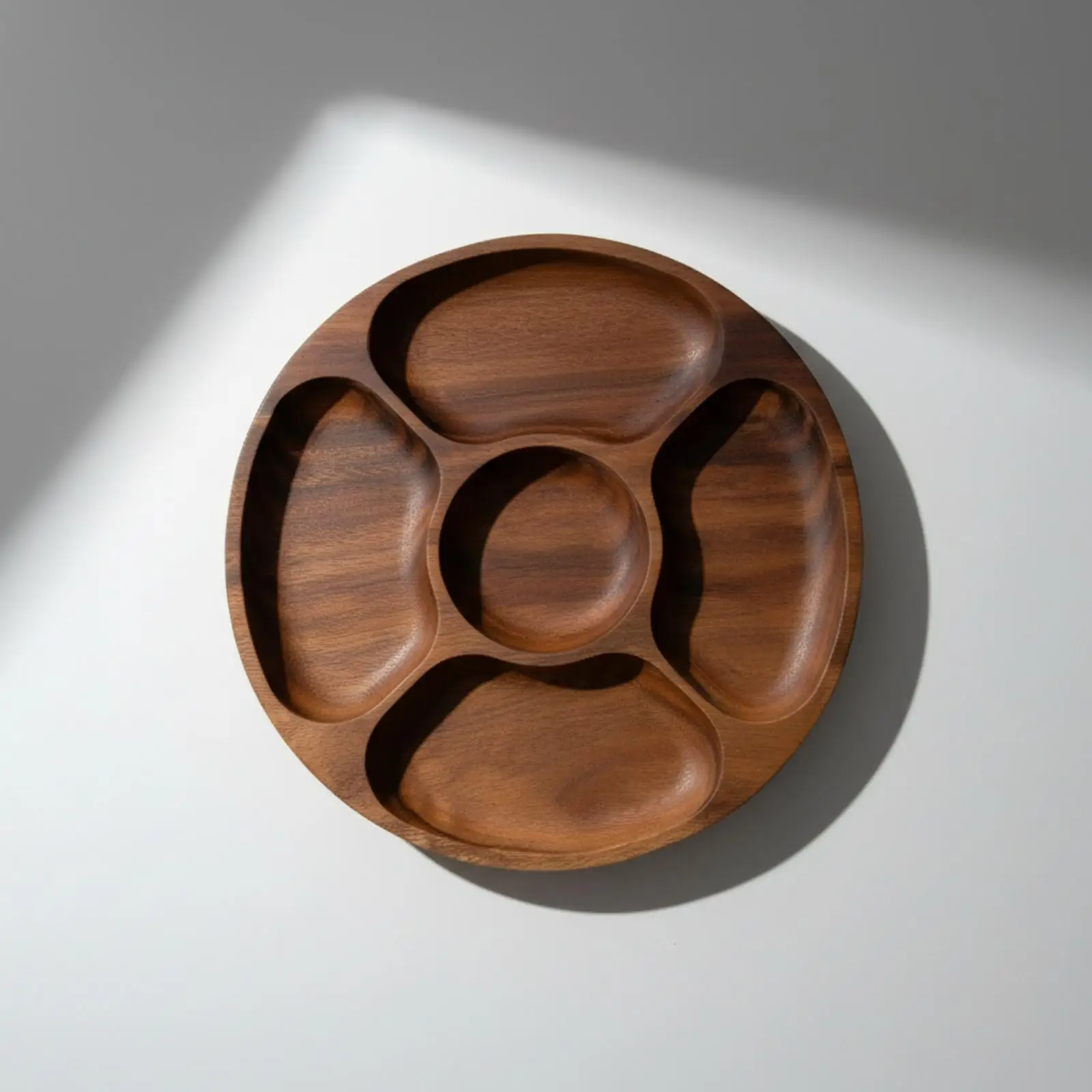 Round Wood Serving Tray Solid Acacia for Fruits and Pastries Ideal for Coffee Table and Kitchen Counter