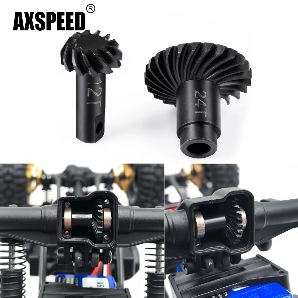 AXSPEED 12T&24T 10T&22T metalowy zestaw przekładni osi spiralnej dla TRX-4M 1/18 gąsienica RC części do modernizacji samochodu