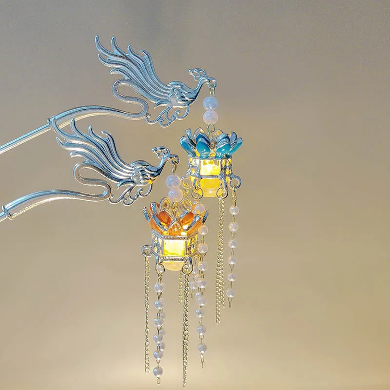 

Светящиеся заколки, эфирные фонарики лотоса, заколки с кисточками, заколки-заколки, заколки, аксессуары для волос, головные уборы ханьфу.