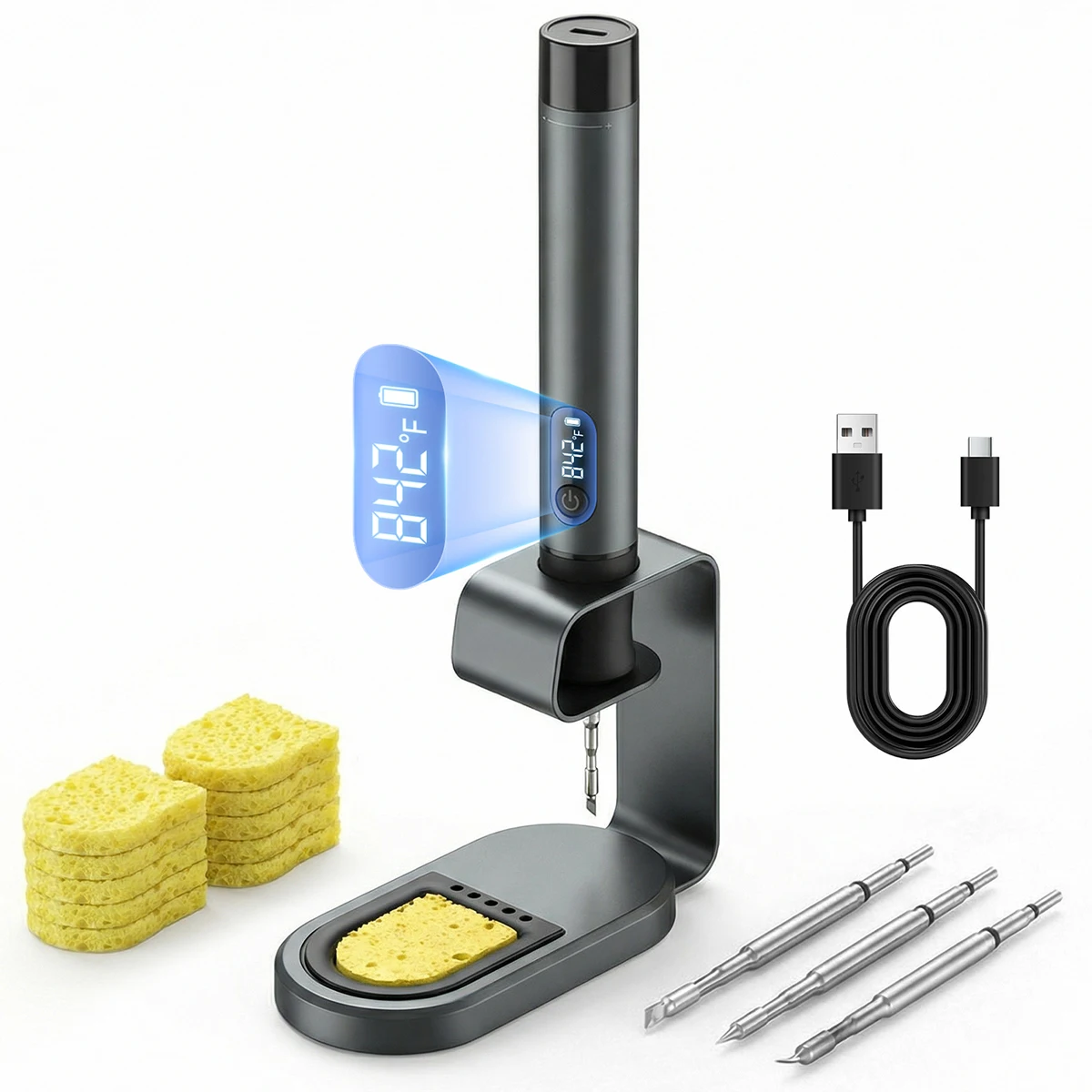 Ferro de Solda Inteligente Sem Fio 2600mAh Aquecimento Rápido 12s C210 Ponta de Precisão Design Minimalista Kit de Ferramentas para Reparo de PCB Portátil Novo