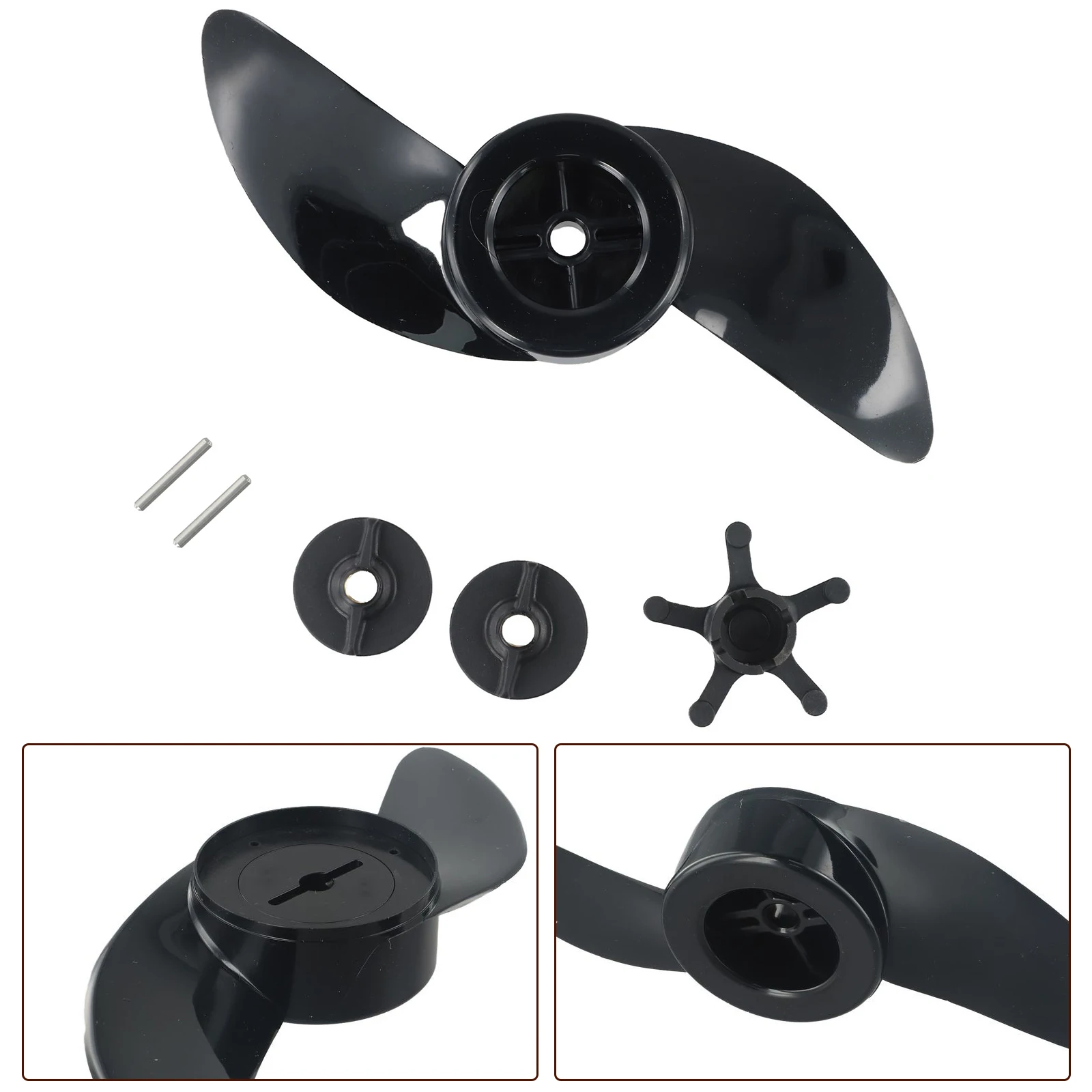 Accessories Two-blade Propeller Propeller Watersnake Two-blade Black Electric Motor Outboard Plastic High Quality