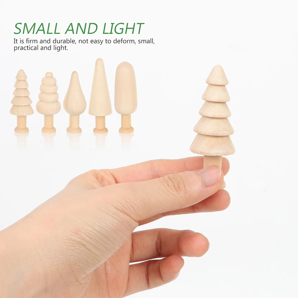 20 Pcs Painted Wooden Toys Unfinished Christmas Tree Duffle Trees Easter Decoration Home for DIY Mushroom