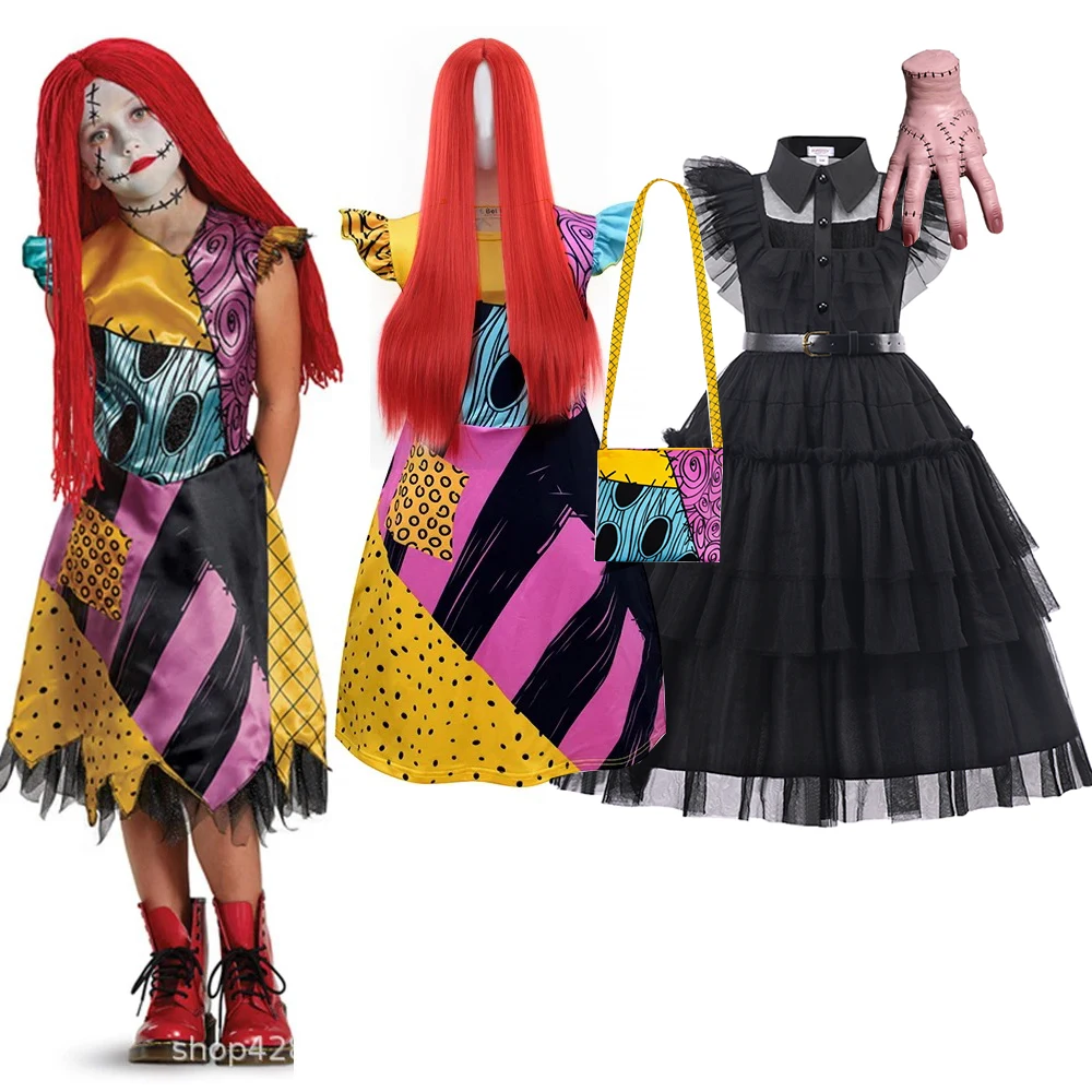 

Halloween The Nightmare Before Christmas Costume For Kids Girl Cosplay Anime Sally Dress Fancy Disguise Carnival Party Vestidos