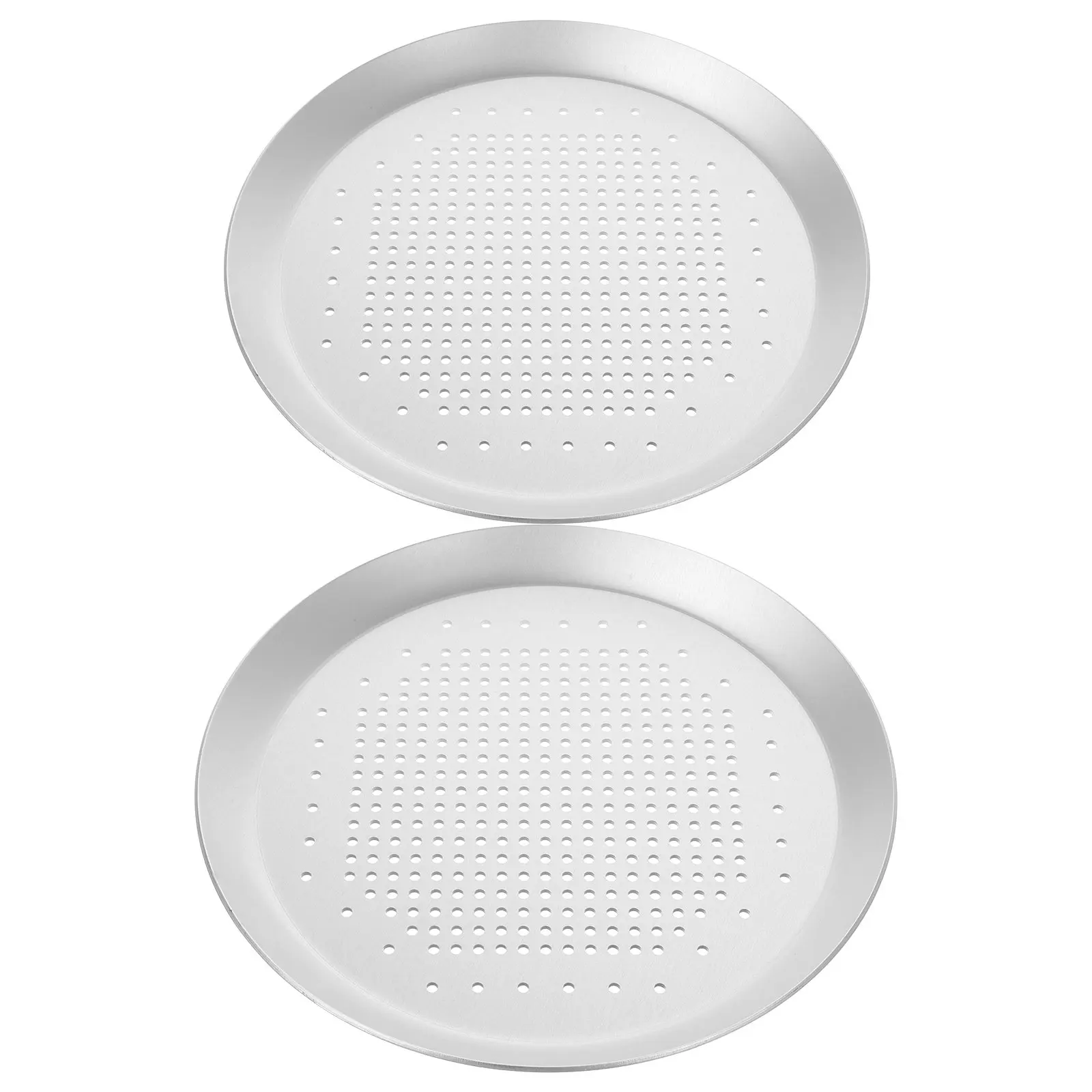 2Pcs Round Perforated Pizza Pan Metal Baking Tray for Oven Use Commercial Grade Heavy Duty Non Warping Easy Clean