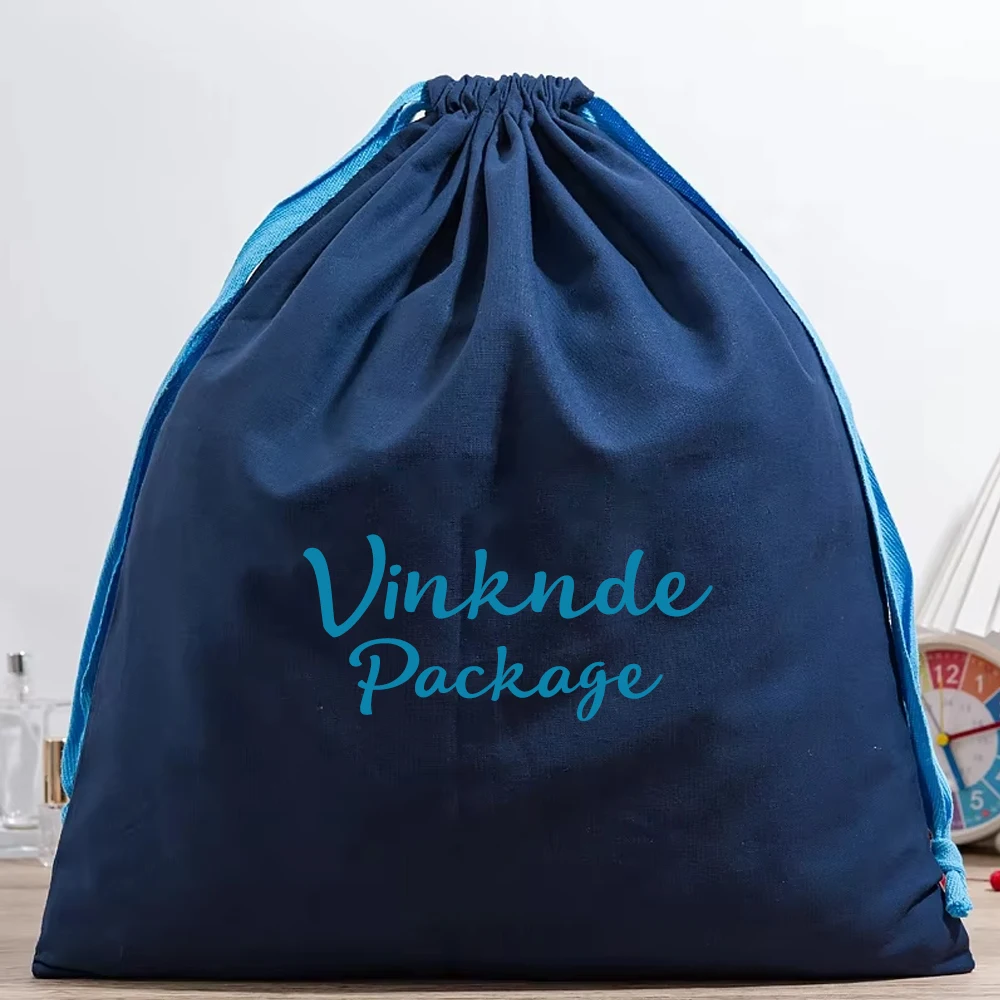 

Blue Luxury Soft Jewelry Bags Custom Cotton Canvas Drawstring Pouch Personalized Logo Large Dust Cotton Bag for Perfume Shoe