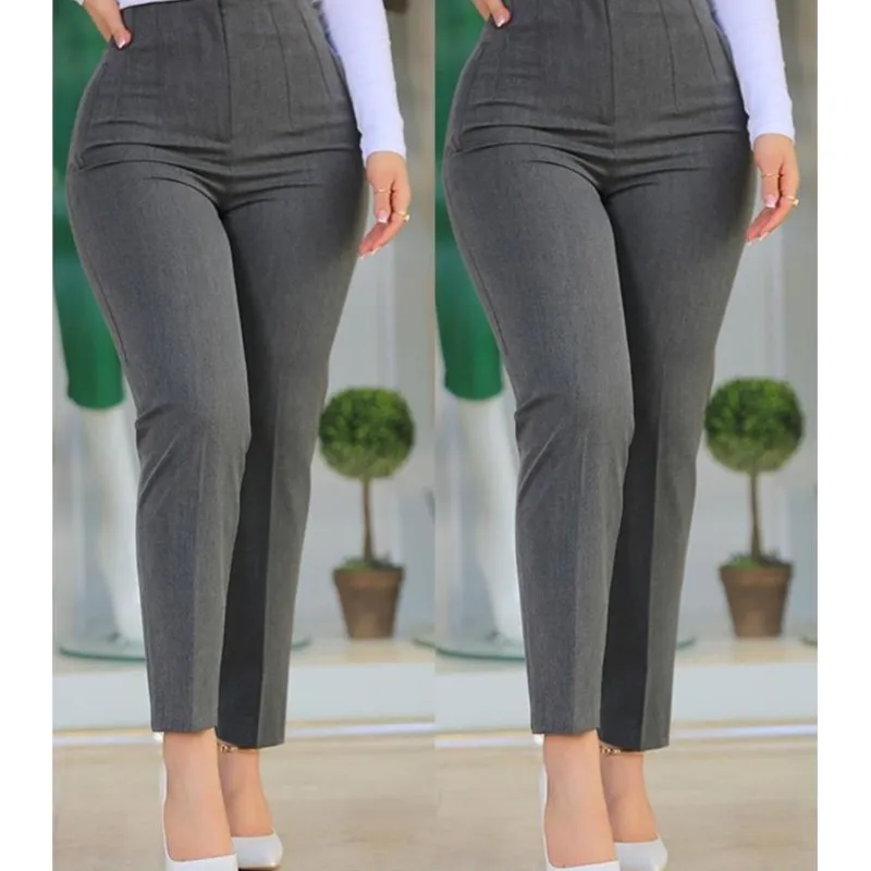 

Womens Pencil Pants Cropped Pants Solid Color Pants Elegant Commuting Pants Autumn And Winter Womens High Waisted Office Pants