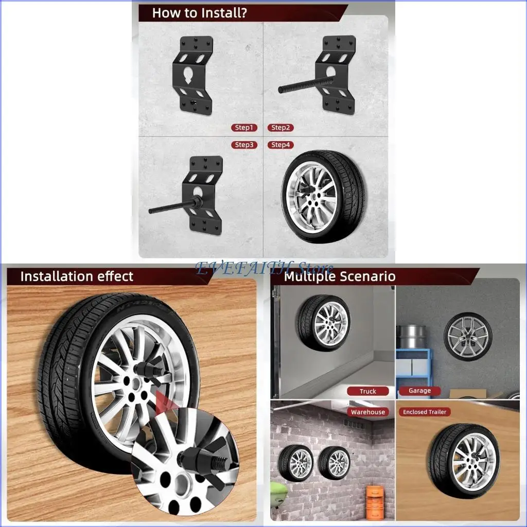 

124B Reinforced Enclosed Trailer Spare Tire Mounting Bracket Wall Installation Quick Release Mechanism for Enclosed Trailer