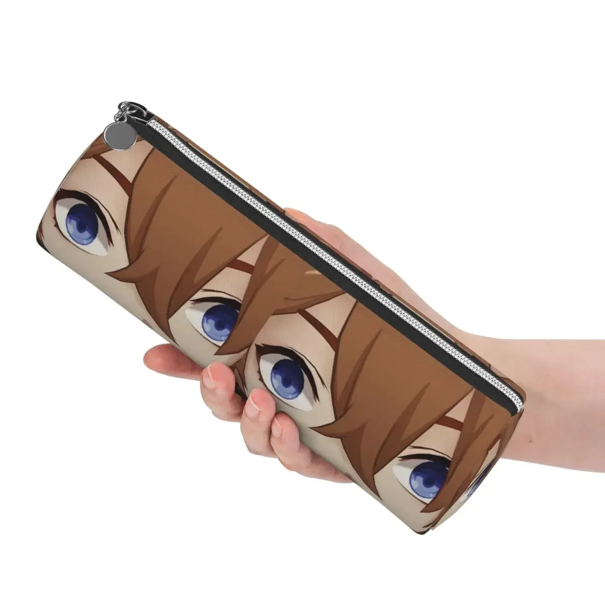 Childe (Tartaglia) Face Mem Pencil Cases Pen Holder Cylinder Pen Box Pencil Bag for Boy Girl Stationery Supplies