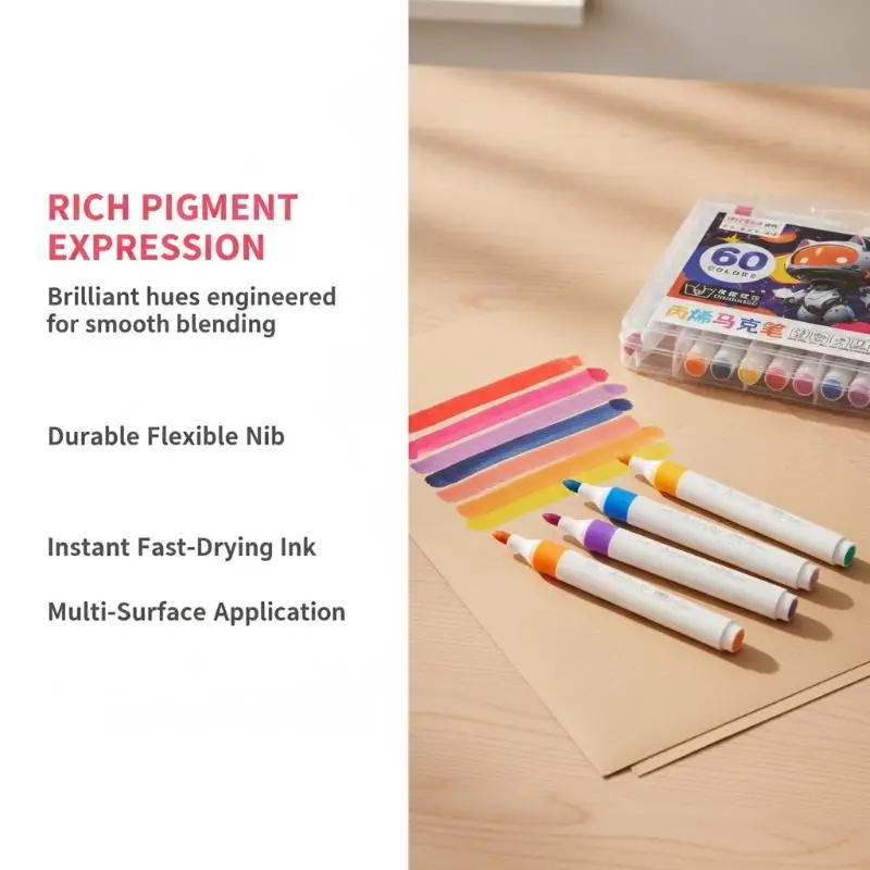 Acrylic Paint Marker Pens Water Resistant 12-60 Colors Set for DIY Graffiti Ceramic Mug Wood Painting Art