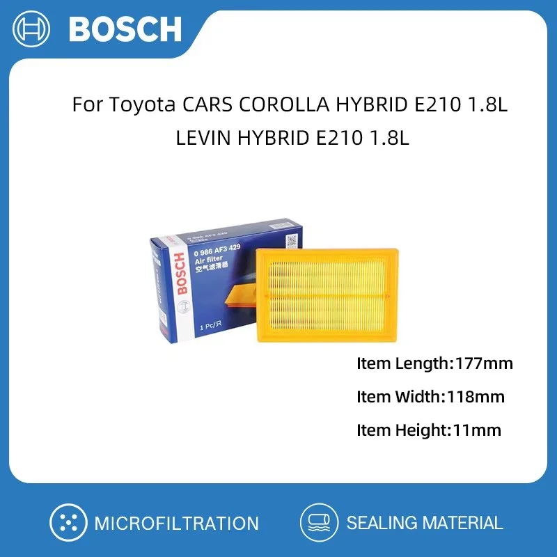 BOSCH Air Filter For Toyota CARS COROLLA HYBRID E210 1.8L LEVIN HYBRID E210 1.8L 178010T100