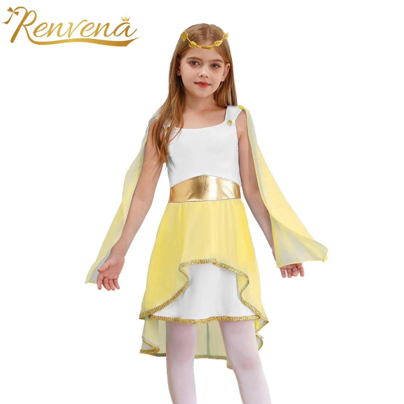 Girls Ancient Greek Princess Toga Dress Greece Costumes Kids Modern Liturgical Dance Costume Roman Birthday Theme Party Robe