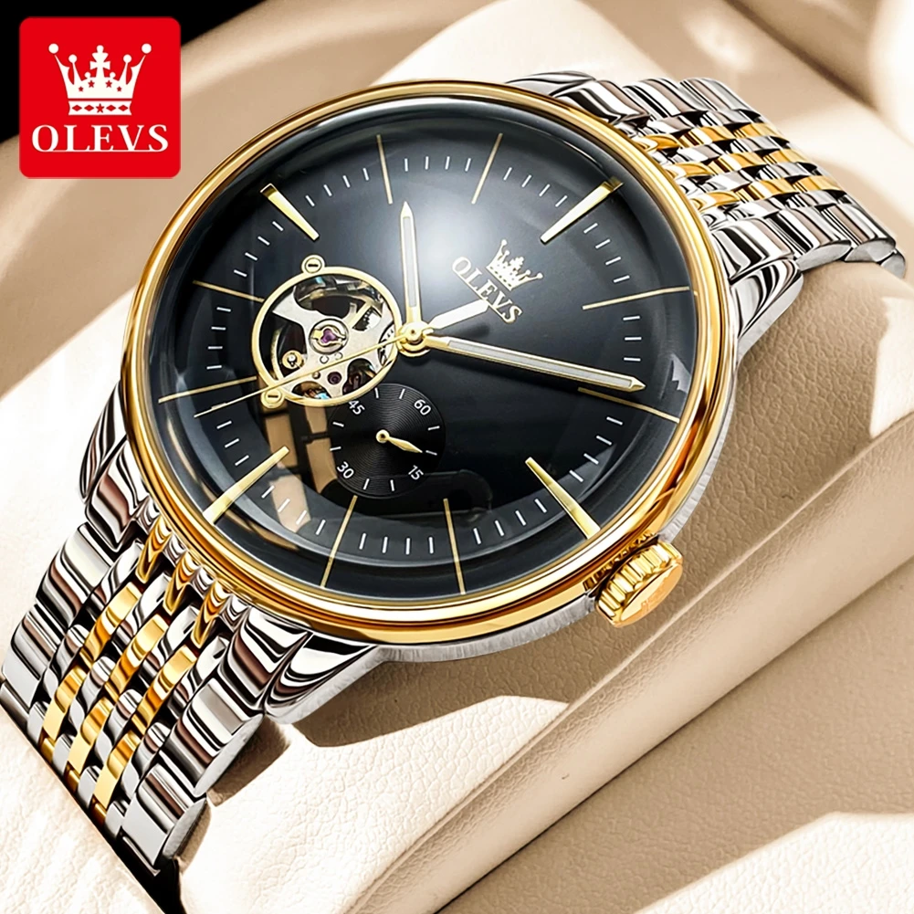 

OLEVS 6708 Роскошные автоматические механические мужские часы из нержавеющей стали, водонепроницаемые светящиеся мужские часы