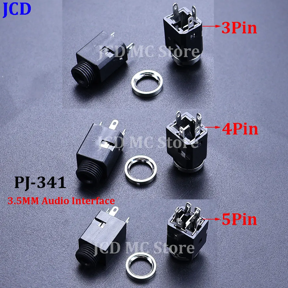 

2/5/10Pcs 3.5mm PJ341 3/4/5Pin Vertical Socket Female Socket Jack with Screw 3.5 Audio Headphone Connector PJ-341 Earphone Hole