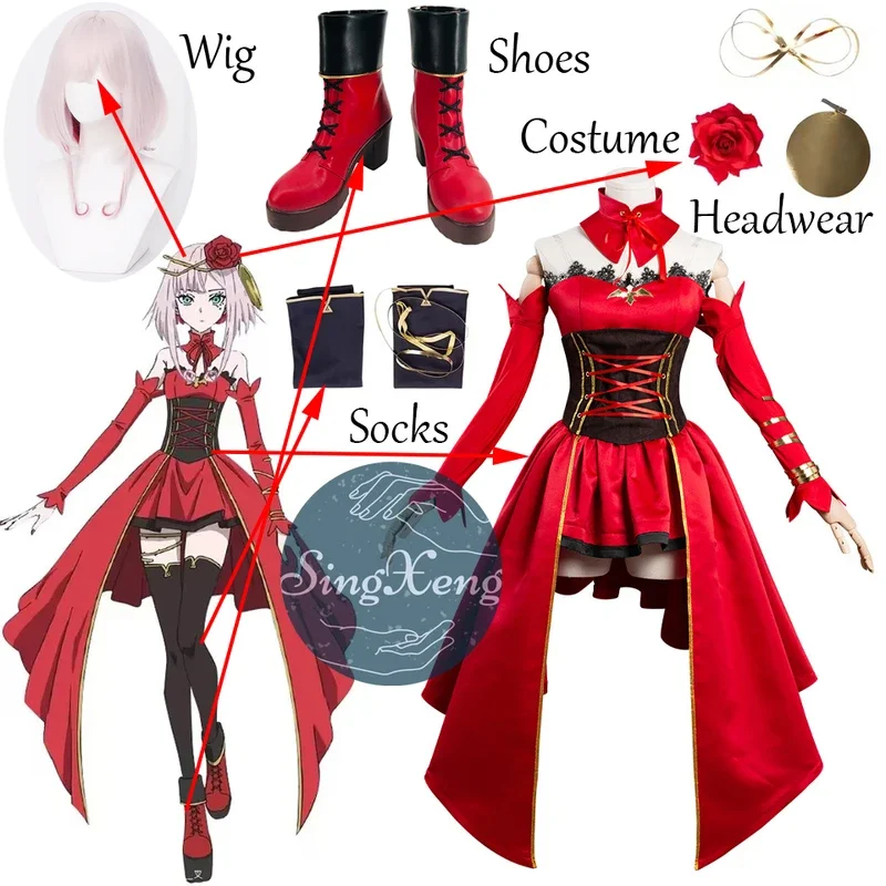 Singxeng anime Takt suit. Fortune Boutique cosplay costume Halloween carnival costume women girls Red French dress custom