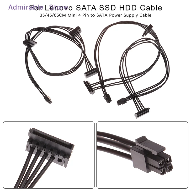 [W]1Pc 35/45/65CM Mini 4 Pin to SATA Power Supply Cable For Main Board Interface SATA SSD HDD Cable