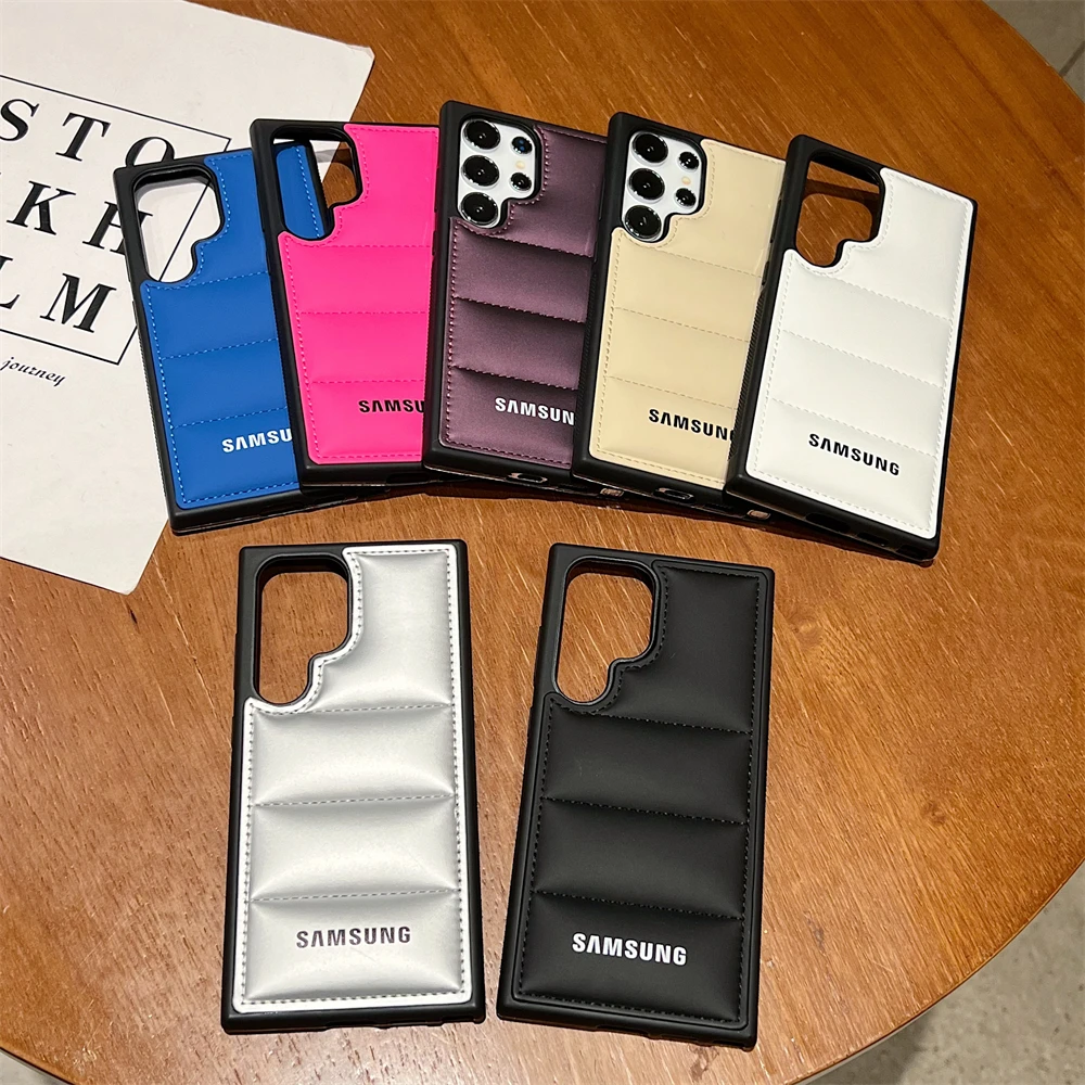 Original Soft Down Jackets Air-Bags Shockproof Case for Samsung Galaxy S25 S26 S24 S23 Ultra Plus Coque TPU Protection Cover
