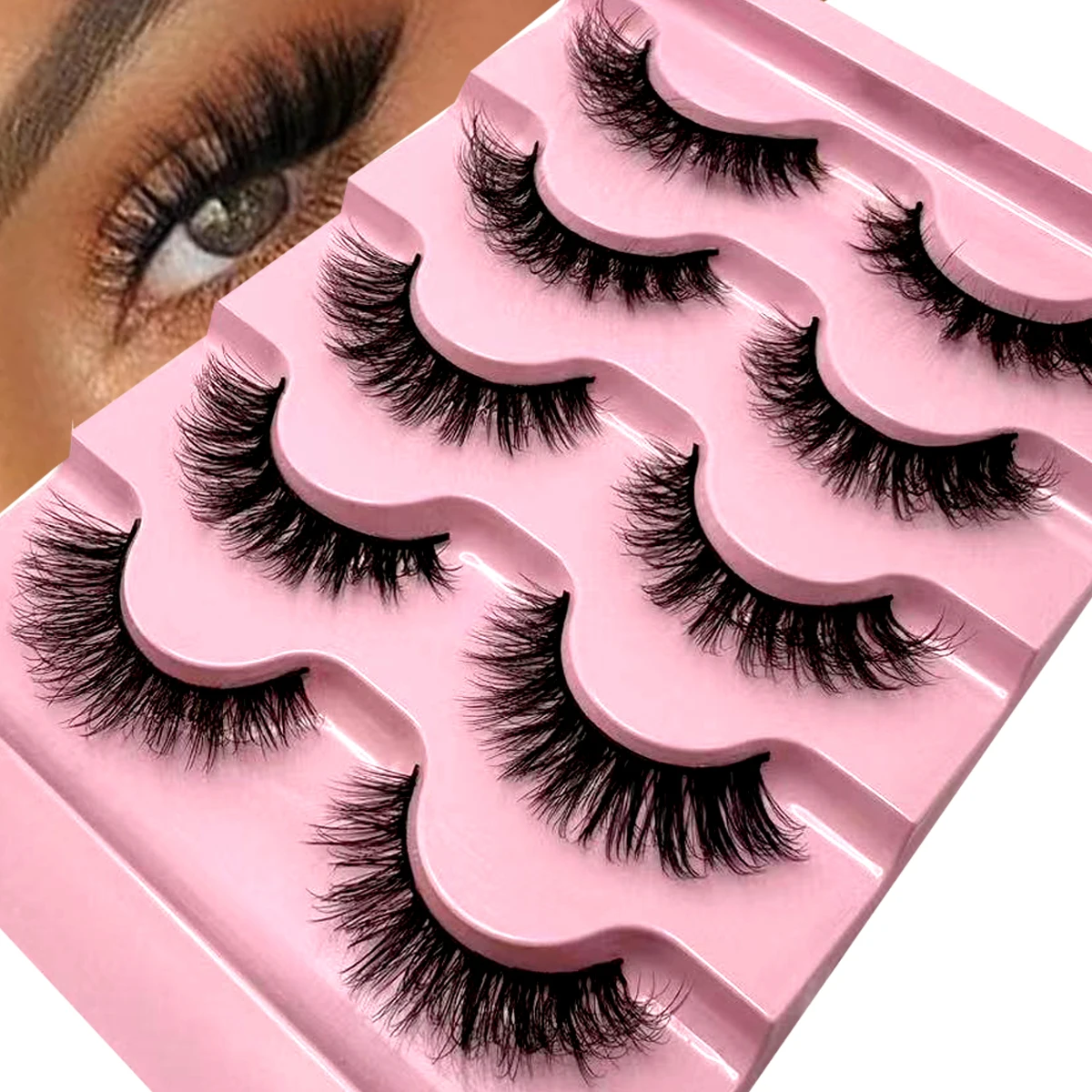 Hot Sale 5 pairs  Natural Long 3D Mink Lashes Soft Short Faux Cils Handmade Fake Lashes Makeup Tool Eyelash Extension maquiagem