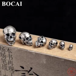 BOCAI S925 Sterling Silver Charms Pendants for Men Women New Fashion Retro-skull Punk Jewelry Wholesale