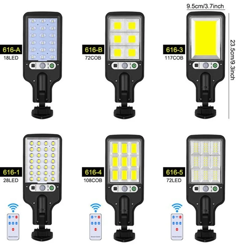 ไฟถนนพลังงานแสงอาทิตย์กลางแจ้งไฟ LED ติดผนังไฟพร้อมรีโมทคอนโทล LED แบบเหนี่ยวนำร่างกายมนุษย์ใหม่โคมไฟพลังงานแสงอาทิตย์กันน้ำ