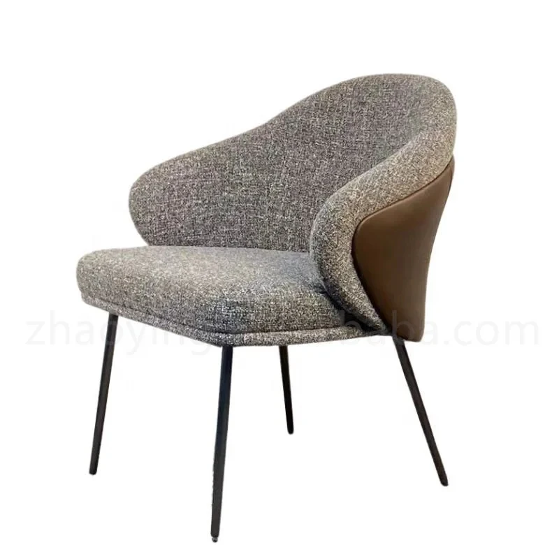 Factory Hot Sale Fabric Cover Attached Seat PVC Back Fashion Design Dining Chair SS Legs For Hotel Restaurant Home