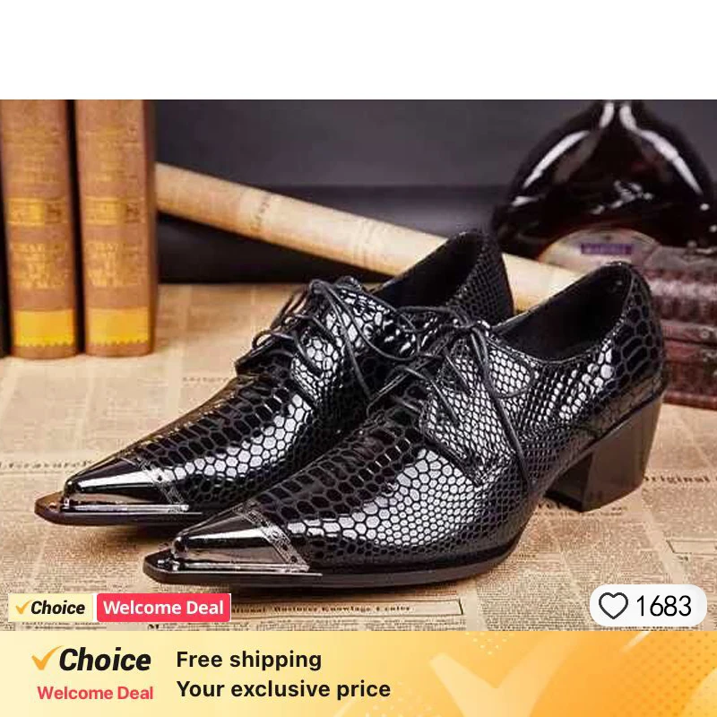 Classic Snake Pattern Genuine Leather Gentleman Shoes Men On Oxford Shoes for Men Fashion Business party Wedding shoes men